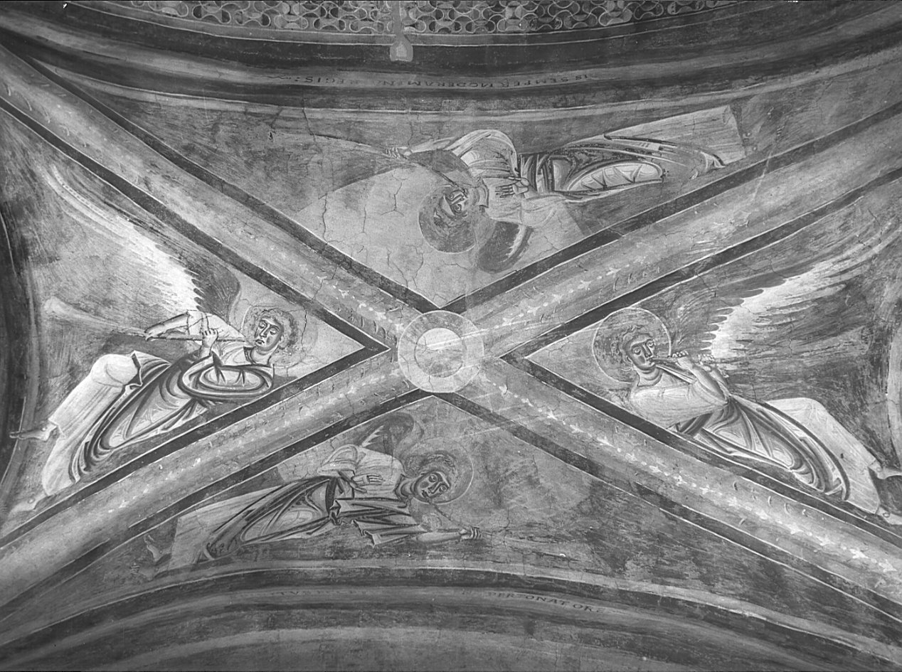 angeli con trombe (dipinto) - ambito italiano (terzo quarto sec. XI)