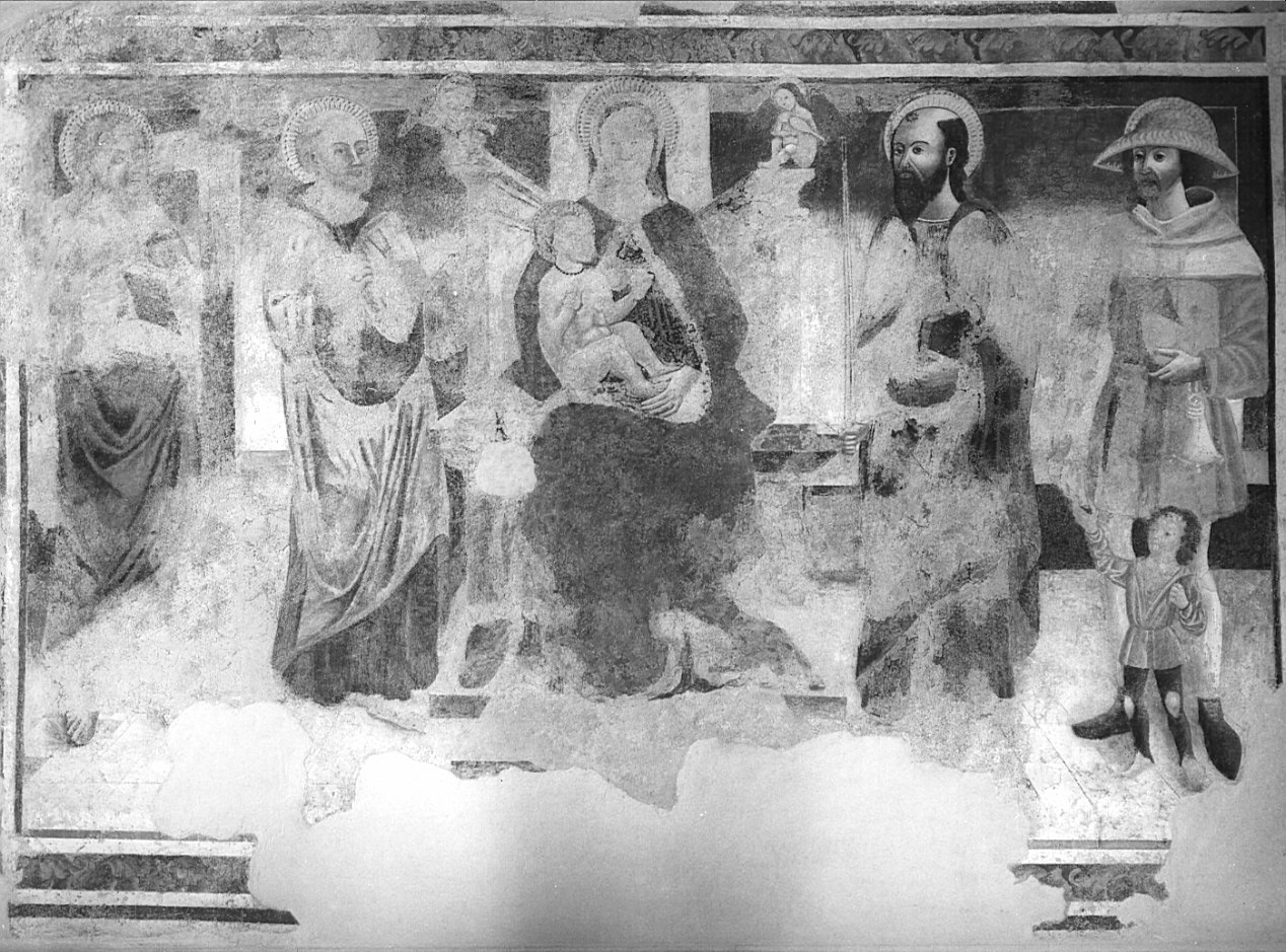 Madonna con Bambino in trono tra santi (dipinto, opera isolata) - ambito lombardo (inizio sec. XVI)