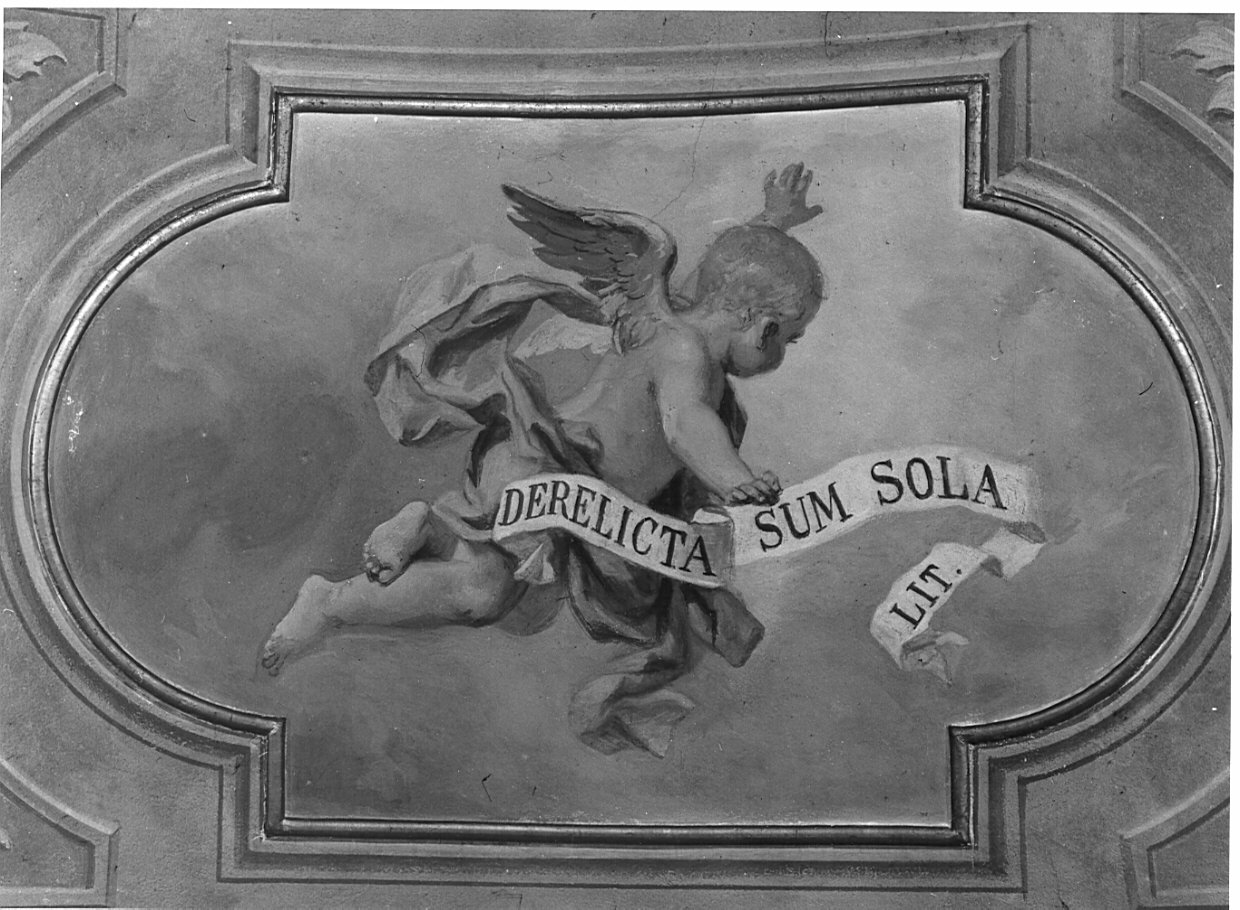 angelo con cartiglio (dipinto) di Morgari Luigi (scuola) (sec. XX)