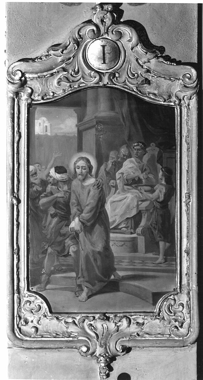 stazione I: Gesù condannato a morte (Via Crucis) di Morgari Luigi (sec. XX)