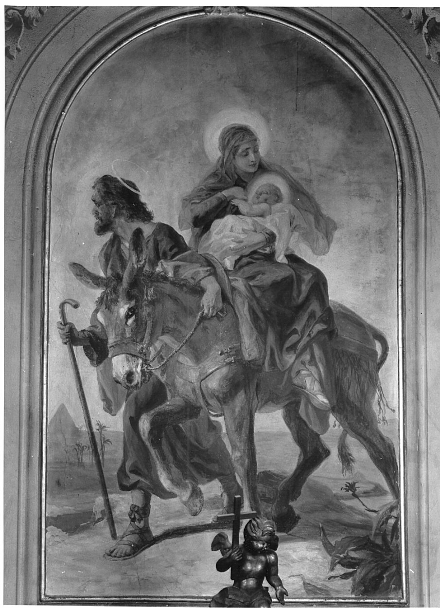 fuga in Egitto (dipinto) di Morgari Luigi (sec. XX)