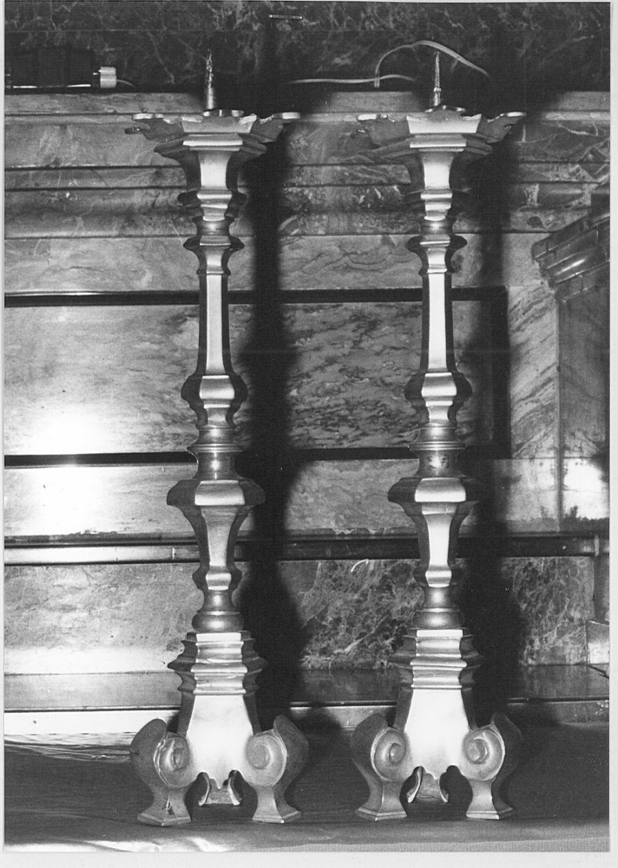 candeliere, serie - bottega italiana (fine/inizio secc. XVII/ XVIII)