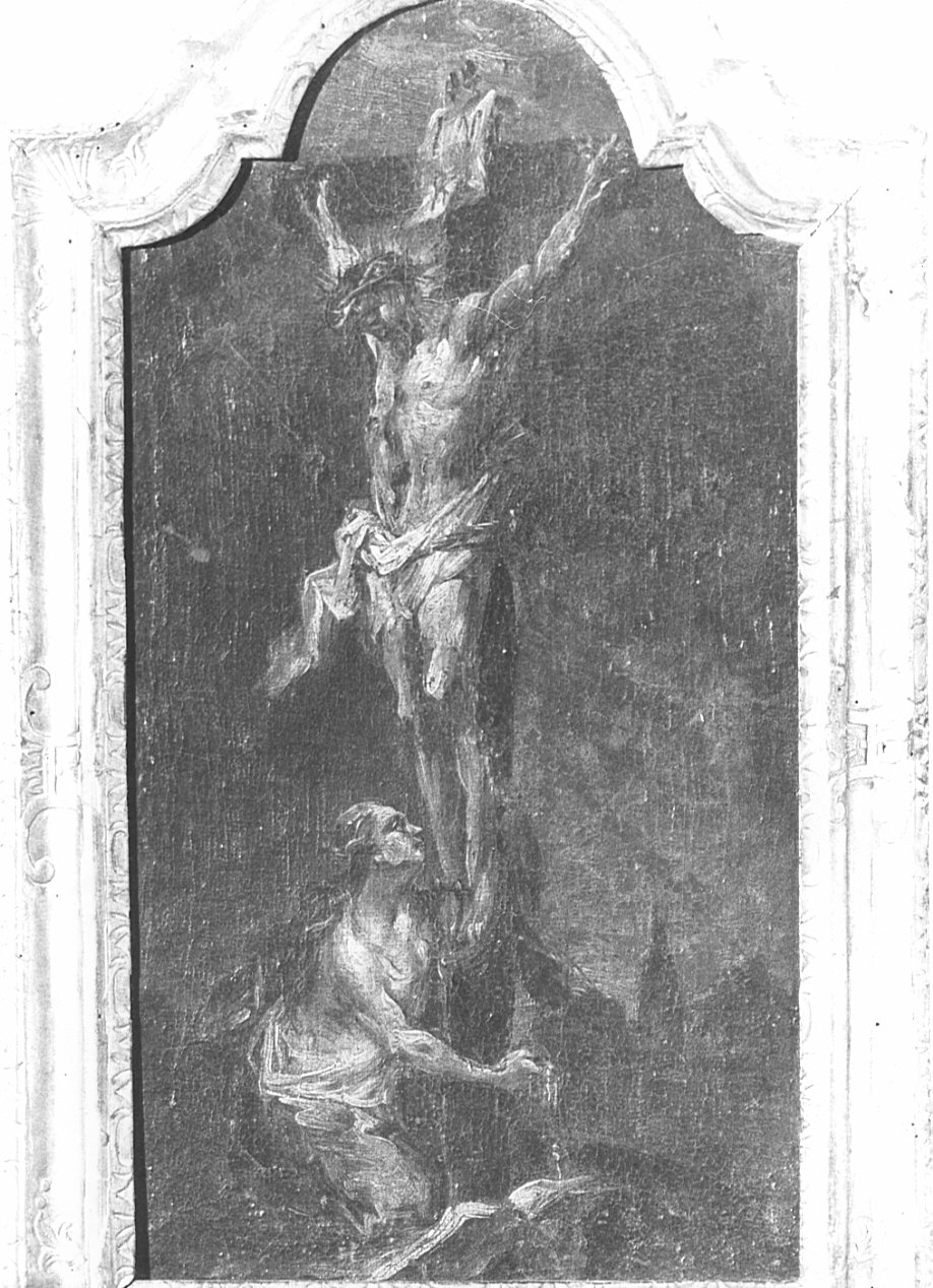 Santa Maria Maddalena ai piedi di Cristo crocifisso (dipinto, opera isolata) - ambito lombardo (sec. XVIII)