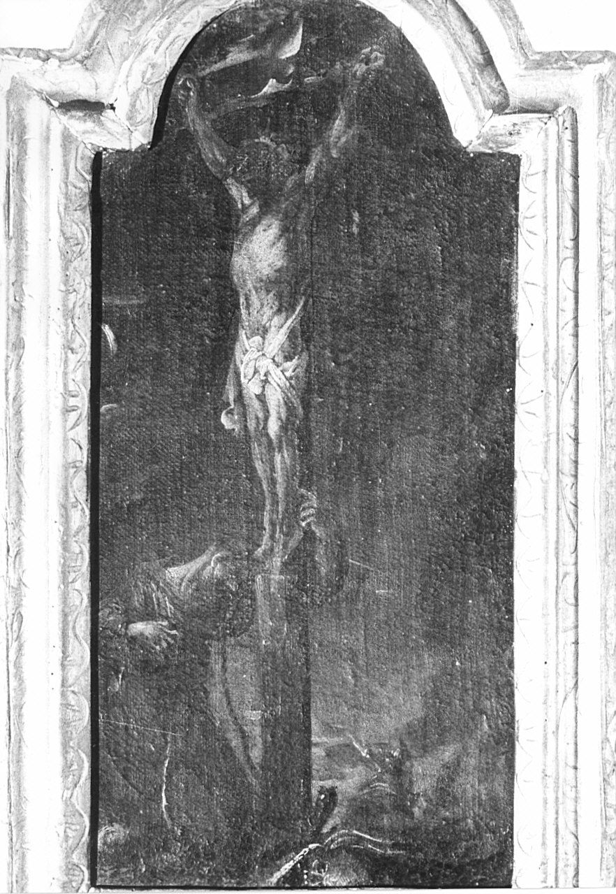 Cristo crocifisso con San Francesco d'Assisi (dipinto, opera isolata) - ambito lombardo (sec. XVIII)