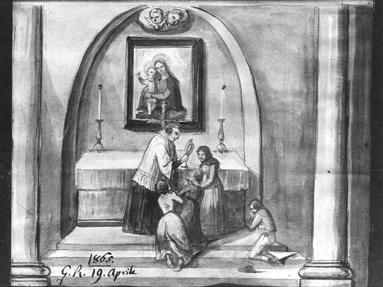 Madonna guarisce una ammalata (ex voto, opera isolata) - ambito lombardo (sec. XIX)