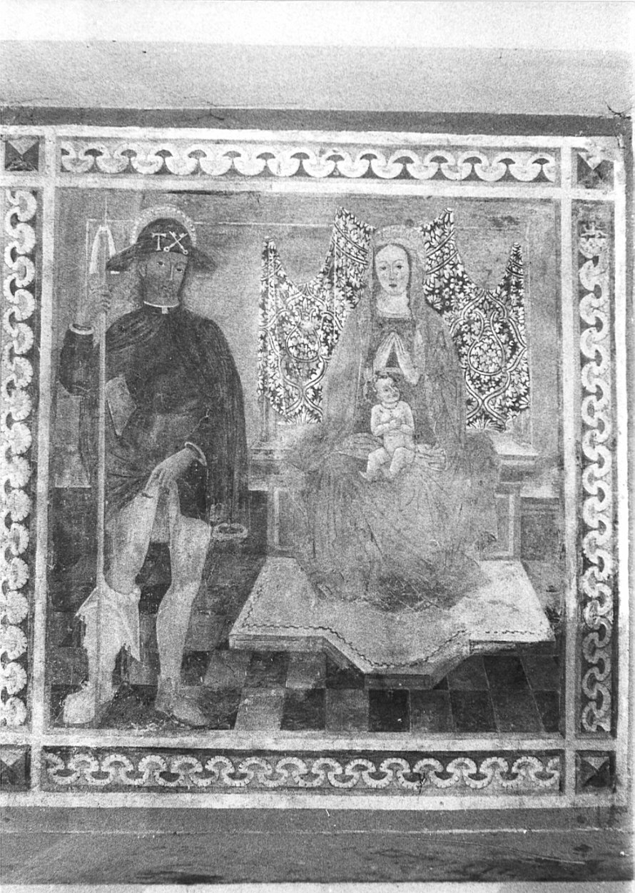 Madonna con Bambino e San Rocco (dipinto, opera isolata) - ambito lombardo (metà sec. XV)