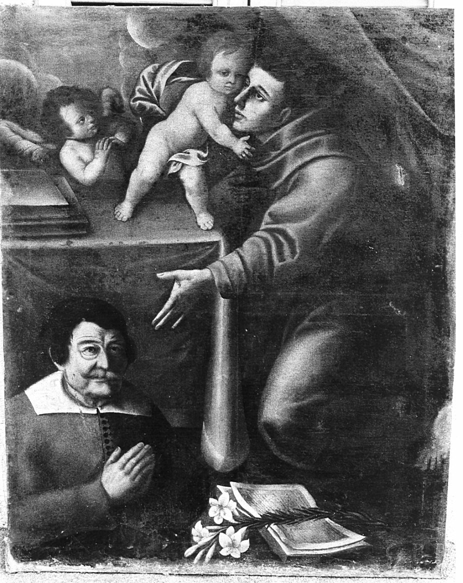 Sant'Antonio da Padova con il bambino (dipinto, opera isolata) - ambito italiano (sec. XVII)