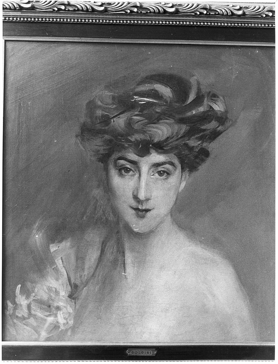 ritratto di donna (dipinto, opera isolata) di Boldini Giovanni (attribuito) (fine/inizio secc. XIX/ XX)