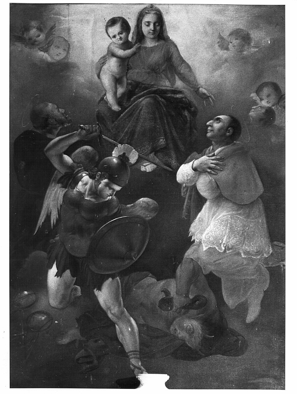 Madonna con Bambino e Santi (dipinto, opera isolata) - ambito lombardo (prima metà sec. XVII, sec. XX)