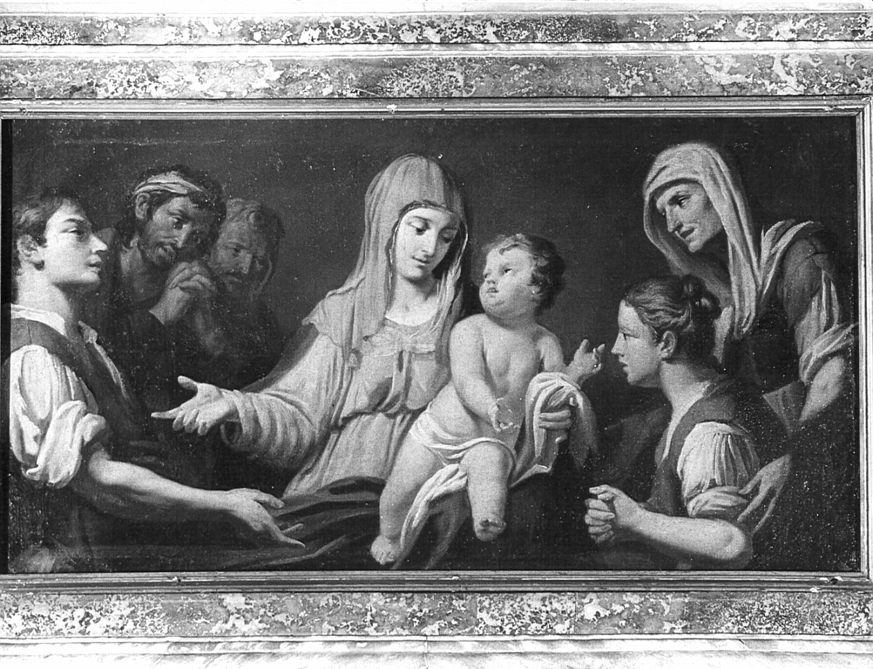 Madonna dei poveri, Madonna con Bambino e devoti (dipinto, opera isolata) di Schieppati (attribuito) (sec. XVIII)