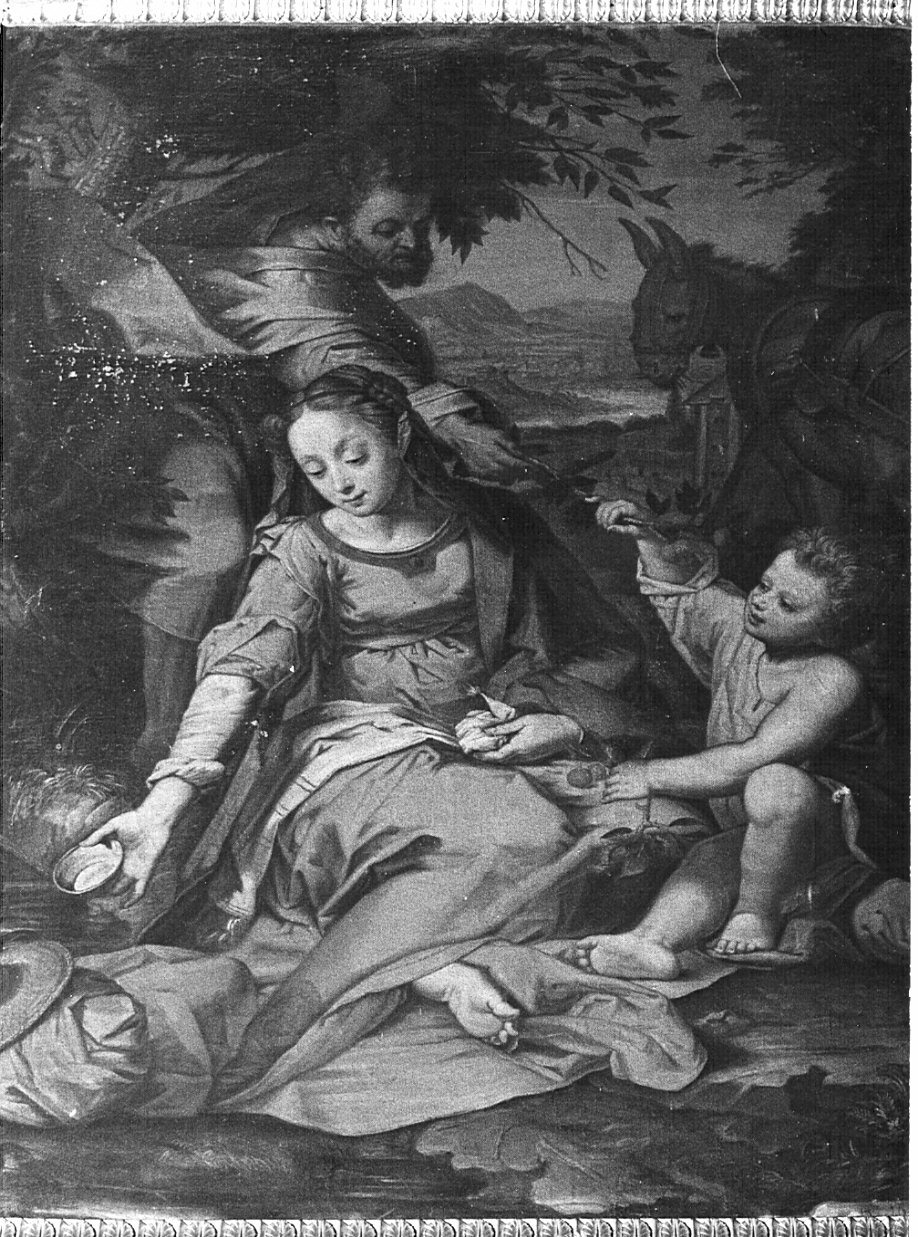 riposo nella fuga in Egitto (dipinto, opera isolata) - ambito italiano (sec. XVII)