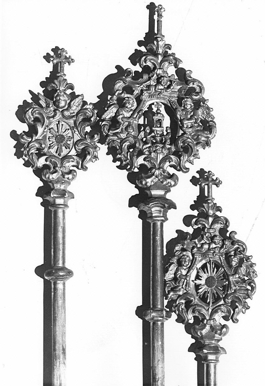 mazza processionale, serie - bottega lombarda (sec. XVIII)