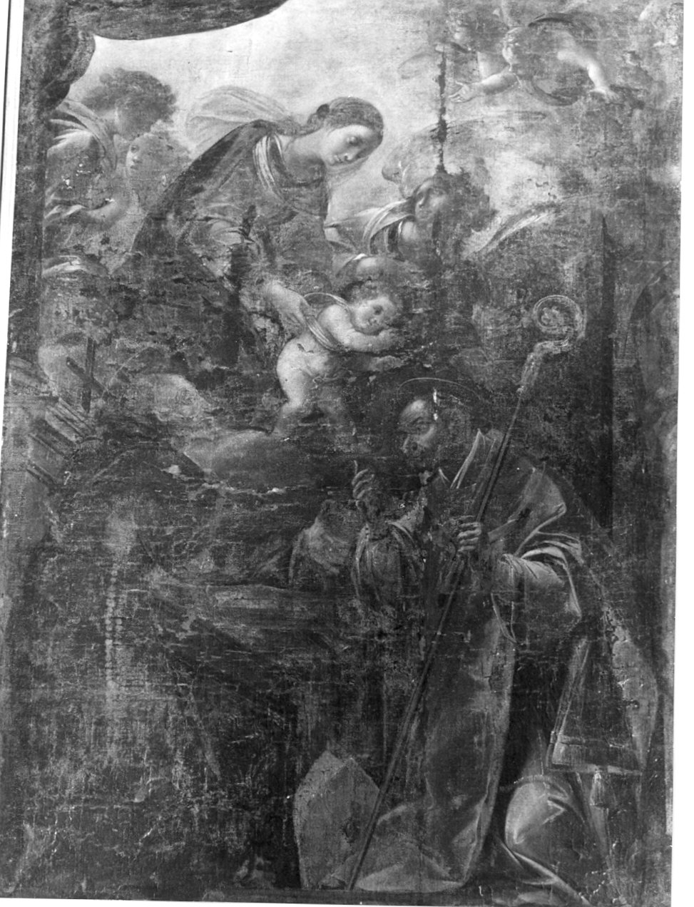 Madonna con Bambino e angeli tra S. Francesco d'Assisi e S. Carlo Borromeo (dipinto, opera isolata) - ambito lombardo (prima metà sec. XVII)