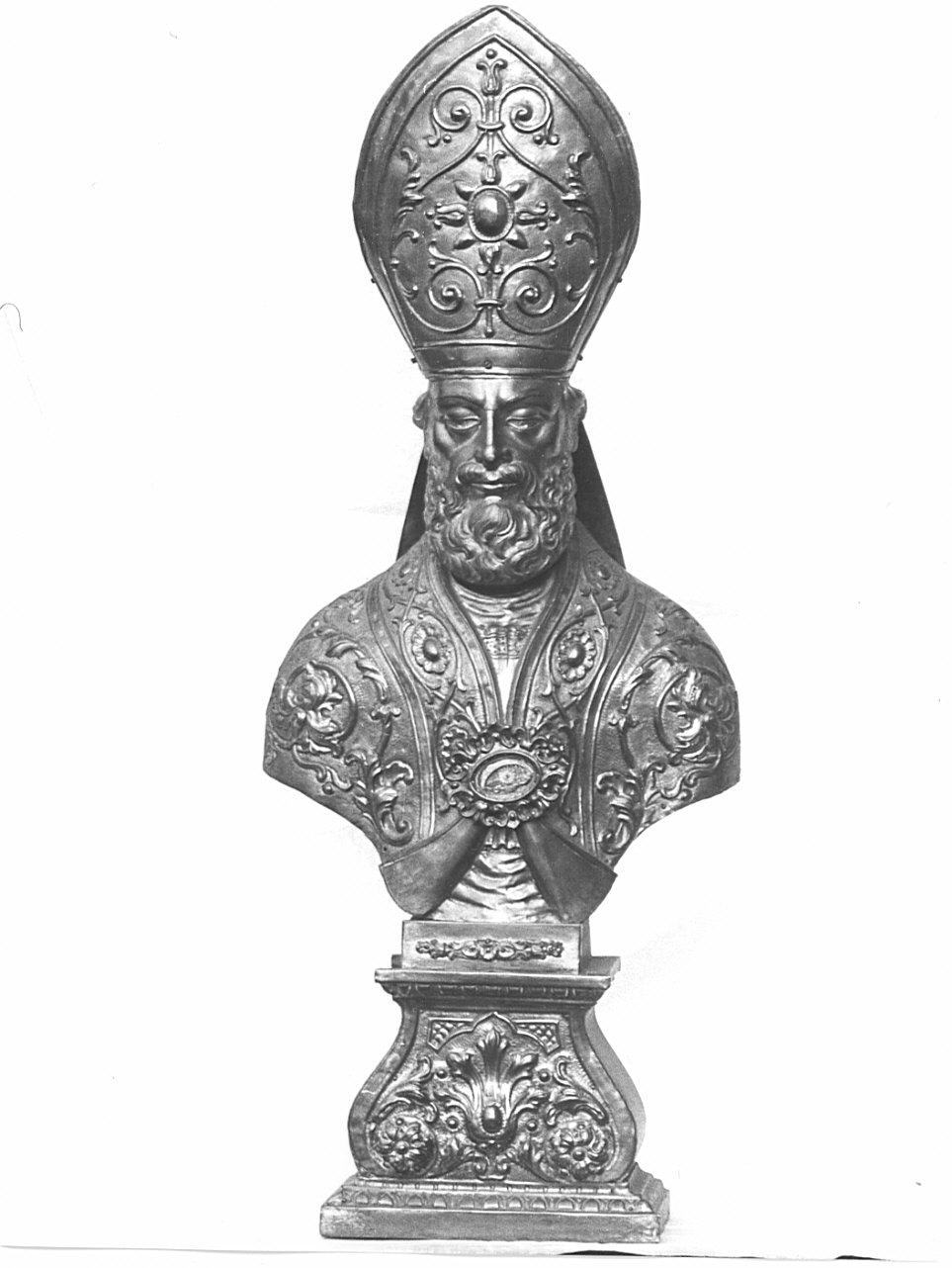 Santo vescovo (reliquiario - a busto, opera isolata) - bottega lombarda (fine/inizio secc. XVIII/ XIX)