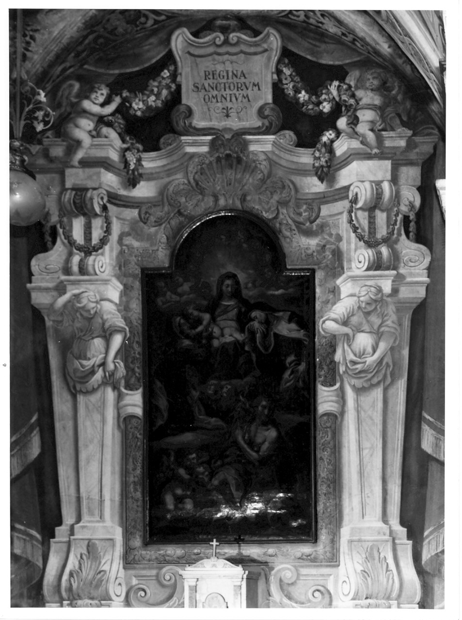 cornice architettonica con motivi decorativi e figure (decorazione pittorica, opera isolata) - ambito lombardo (sec. XVIII)