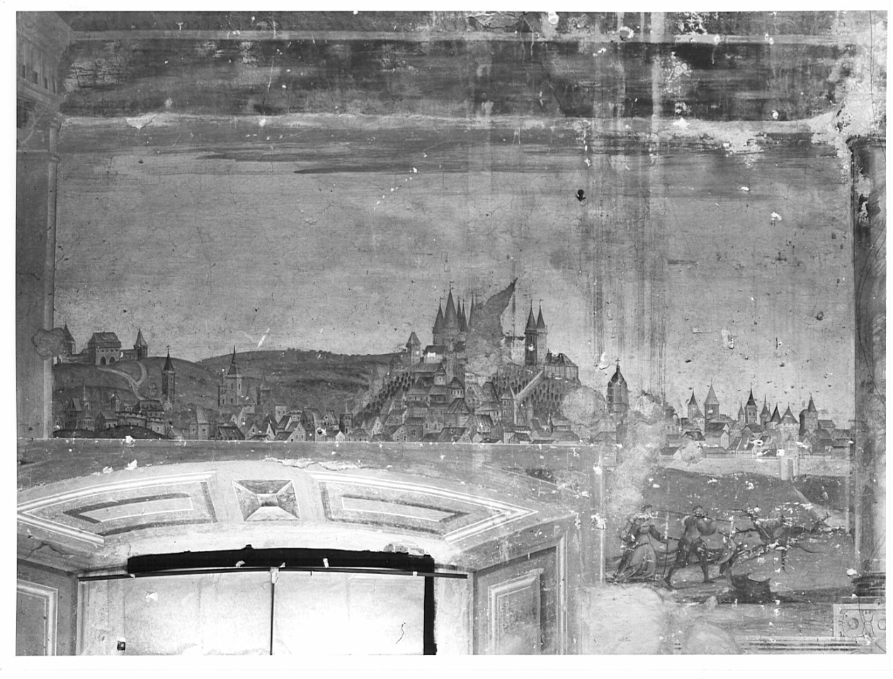 veduta di Erfurt (dipinto, elemento d'insieme) - ambito lombardo (sec. XVI)