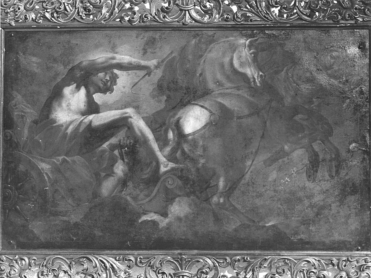 Elia sale al cielo sul carro di fuoco (dipinto, opera isolata) - ambito lombardo (sec. XVII)