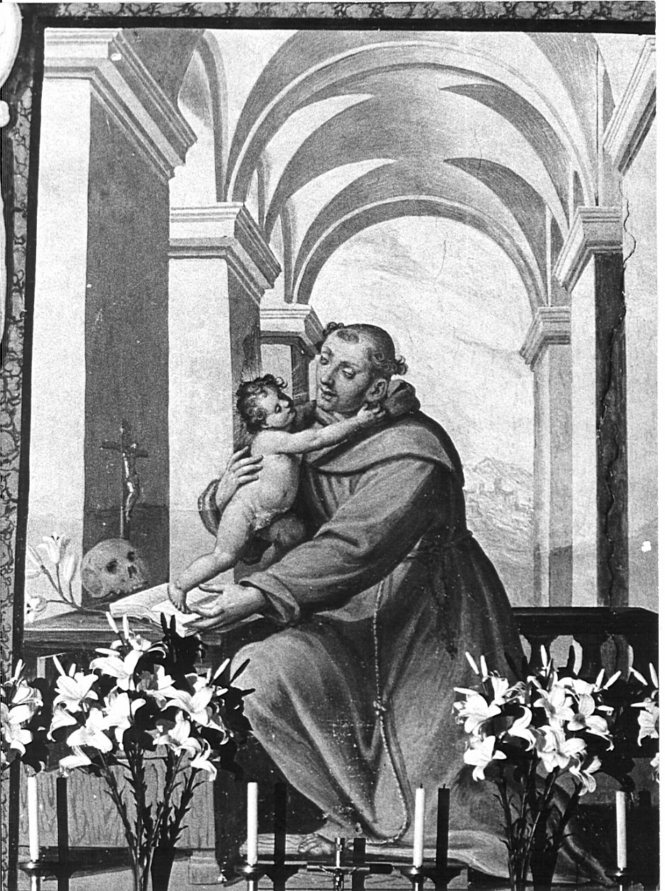Sant'Antonio da Padova con il bambino (dipinto, elemento d'insieme) di Della Rovere Giovanni Mauro detto Fiammenghino (sec. XVII)