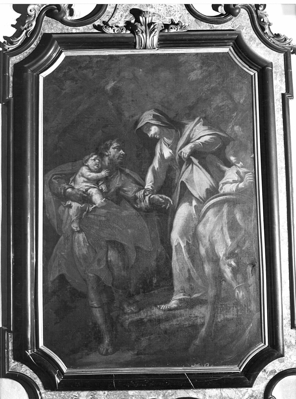 fuga in Egitto (dipinto, opera isolata) - ambito lombardo (prima metà sec. XVIII)
