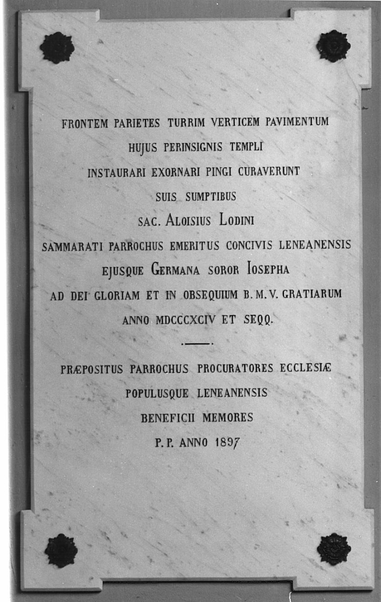 lapide commemorativa, opera isolata - bottega lombarda (sec. XIX)