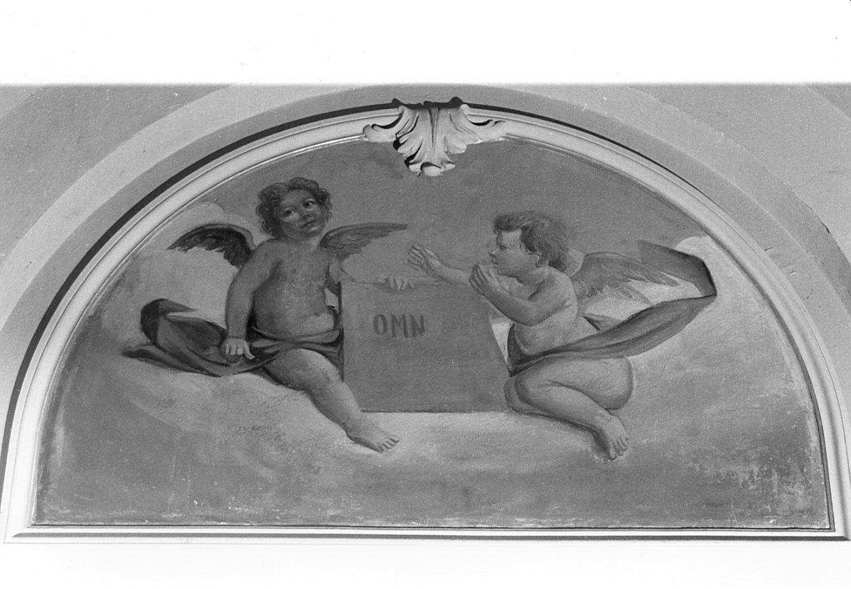 angeli reggitarga (dipinto, opera isolata) di Bacchetta Angelo (fine sec. XIX)