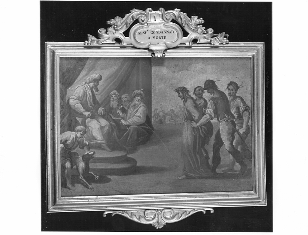 stazione I: Gesù condannato a morte (dipinto, elemento d'insieme) di Turri Beniamino (attribuito) (sec. XIX)