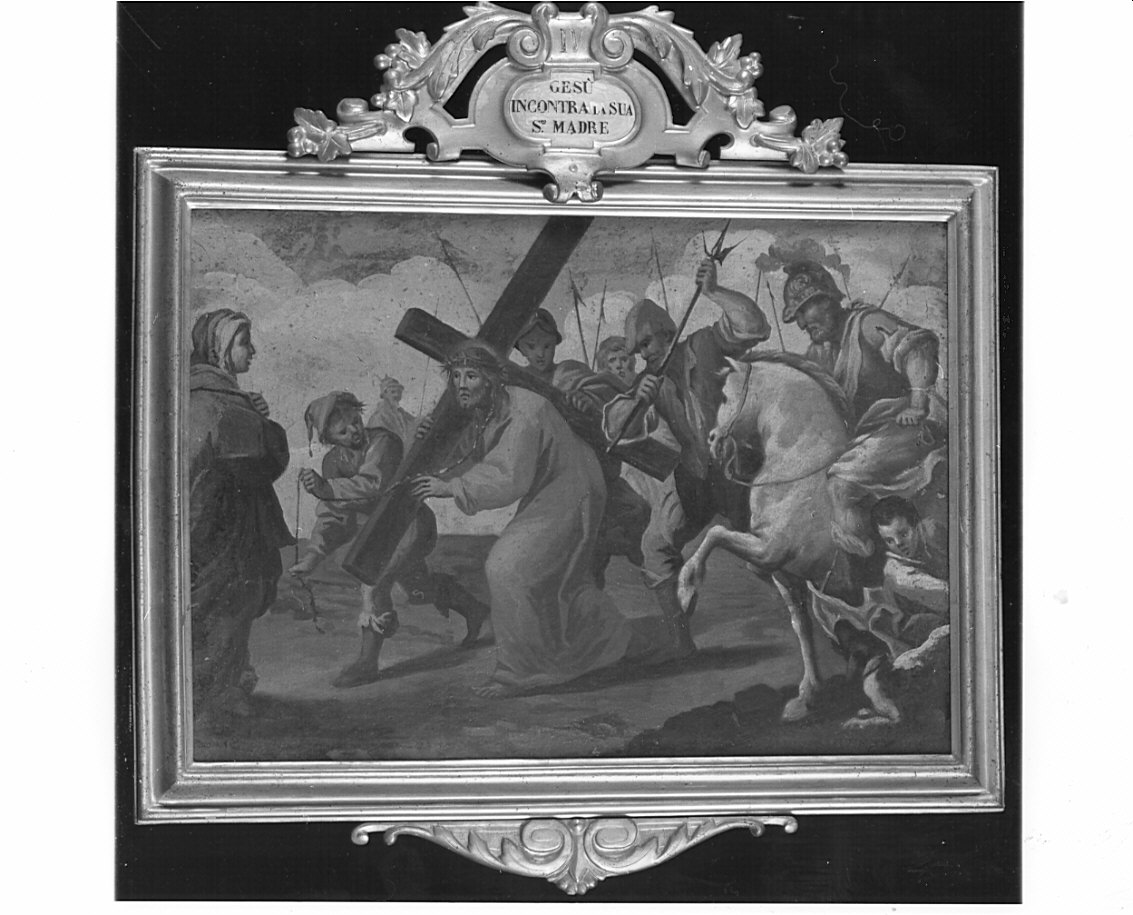 stazione IV: Gesù incontra la Madonna (dipinto, elemento d'insieme) di Turri Beniamino (attribuito) (sec. XIX)