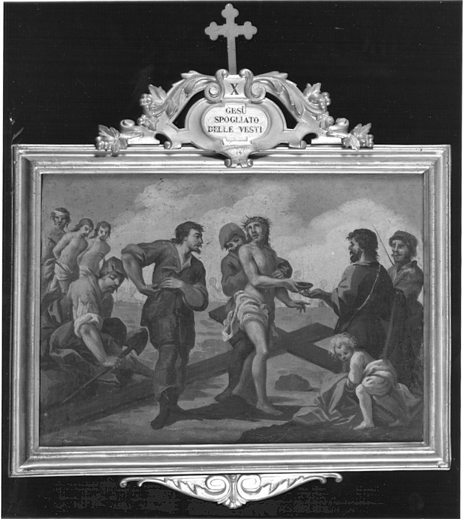 stazione X: Gesù spogliato e abbeverato di fiele (dipinto, elemento d'insieme) di Turri Beniamino (attribuito) (sec. XIX)
