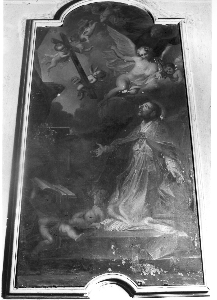 San Carlo Borromeo in adorazione della croce (dipinto, opera isolata) - ambito lombardo (sec. XVII)