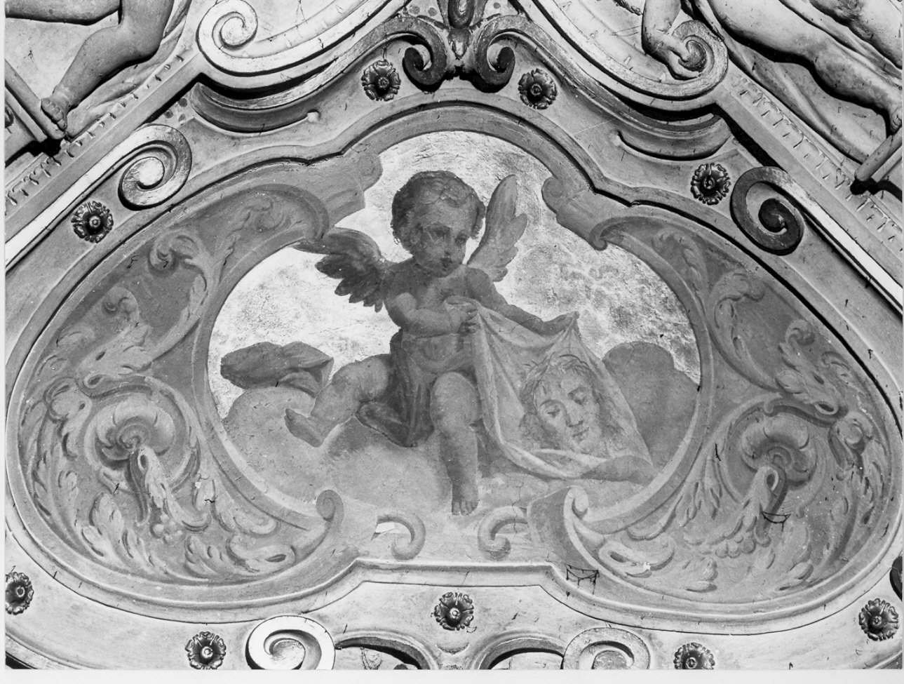 angelo con strumento della passione: veronica (dipinto, elemento d'insieme) di Turri Mosè (sec. XIX)