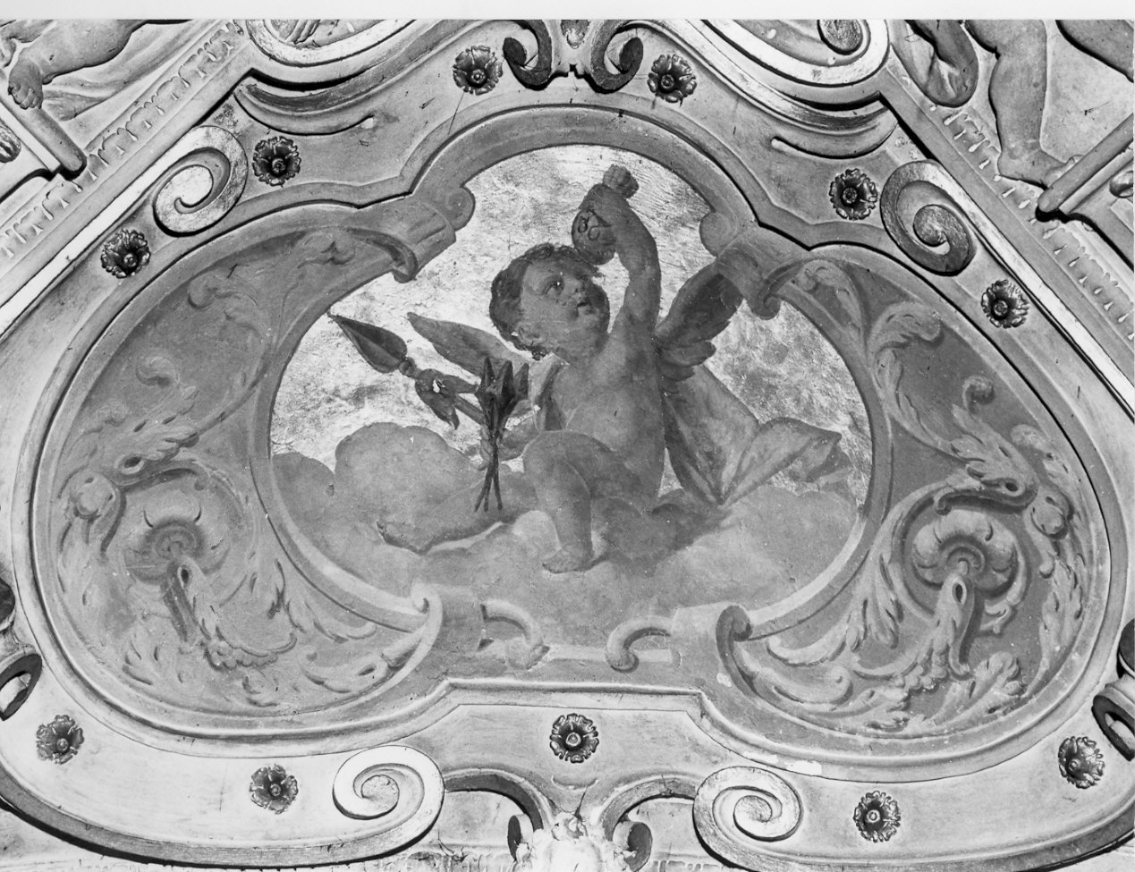 angelo con strumenti della passione: chiodi e lancia (dipinto, elemento d'insieme) di Turri Mosè (sec. XIX)