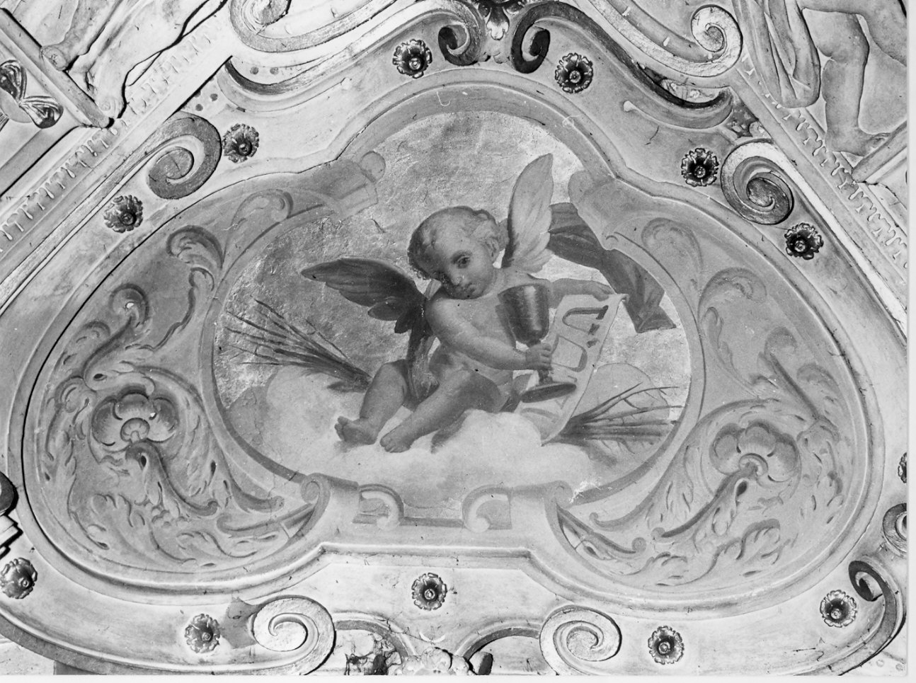 angelo con simbolo eucaristico: calice (dipinto, elemento d'insieme) di Turri Mosè (sec. XIX)