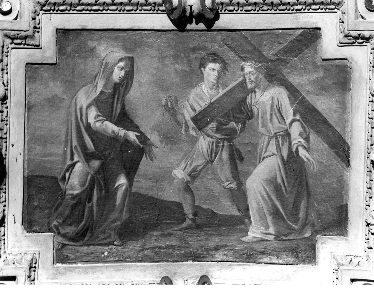 Cristo incontra la Madonna sulla via del Calvario (dipinto, elemento d'insieme) di Turri Mosè (sec. XIX)