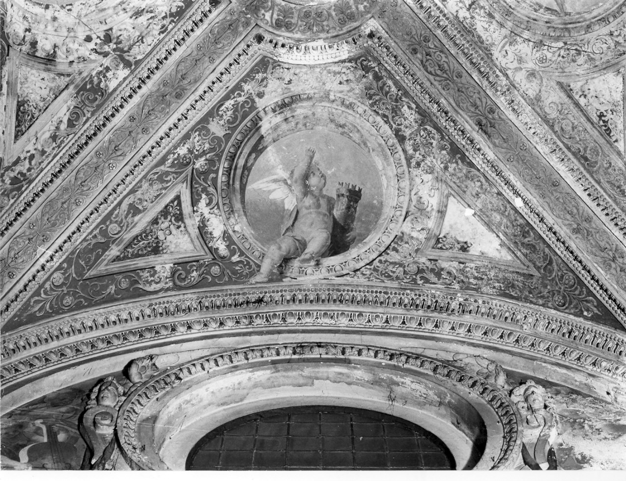 angelo con torre (dipinto, elemento d'insieme) di Turri Gesram (metà sec. XIX)