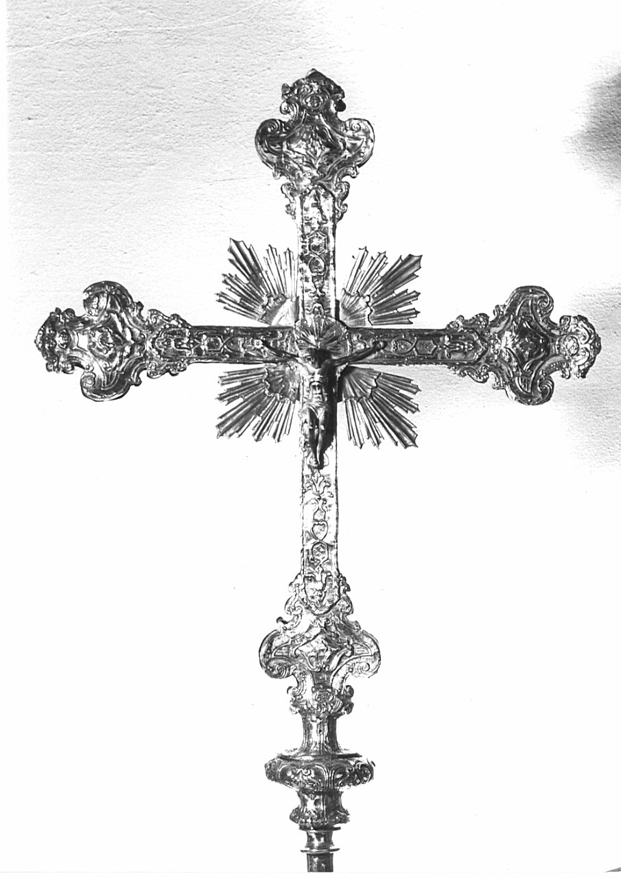 croce processionale, opera isolata - bottega lombarda (seconda metà sec. XVIII)