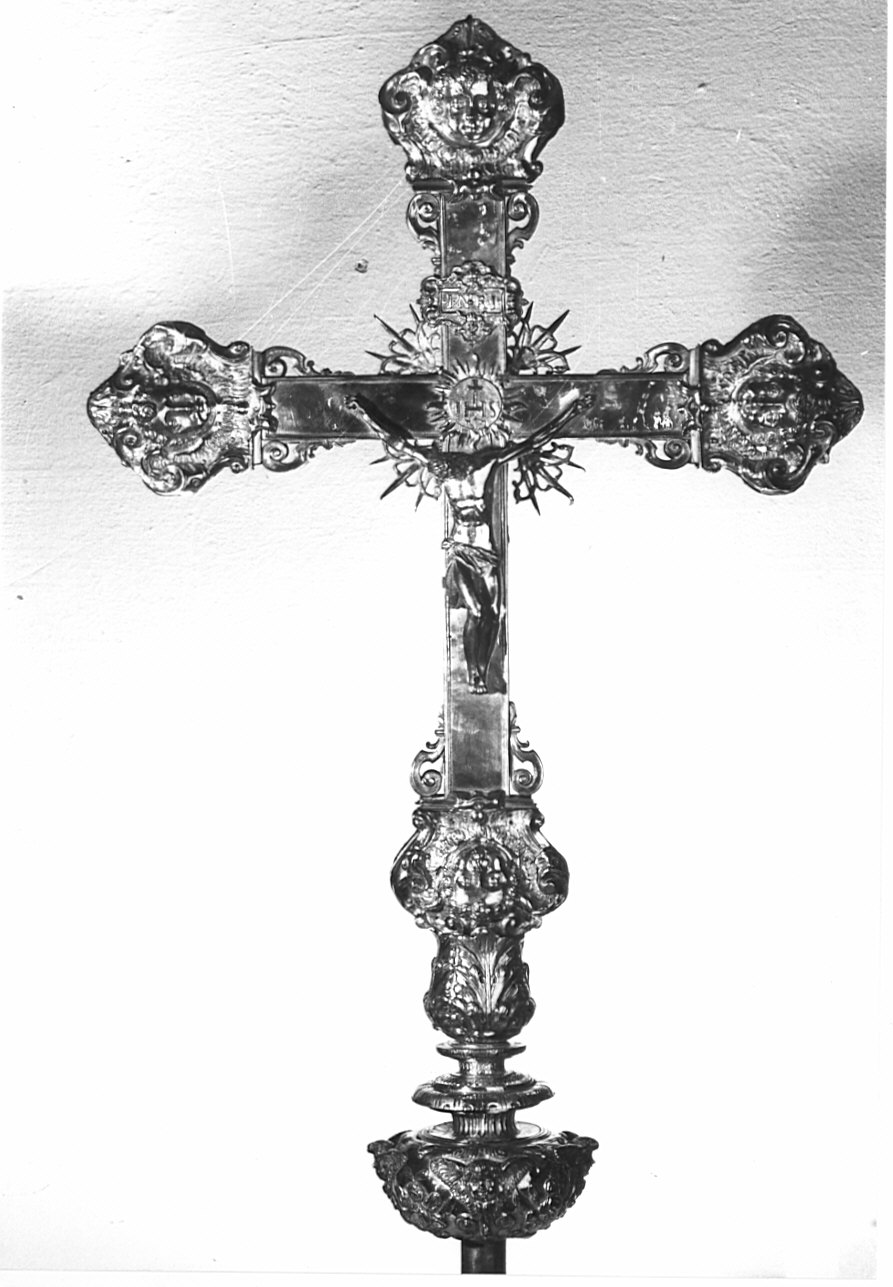 croce processionale, opera isolata - bottega lombarda (seconda metà sec. XVIII)