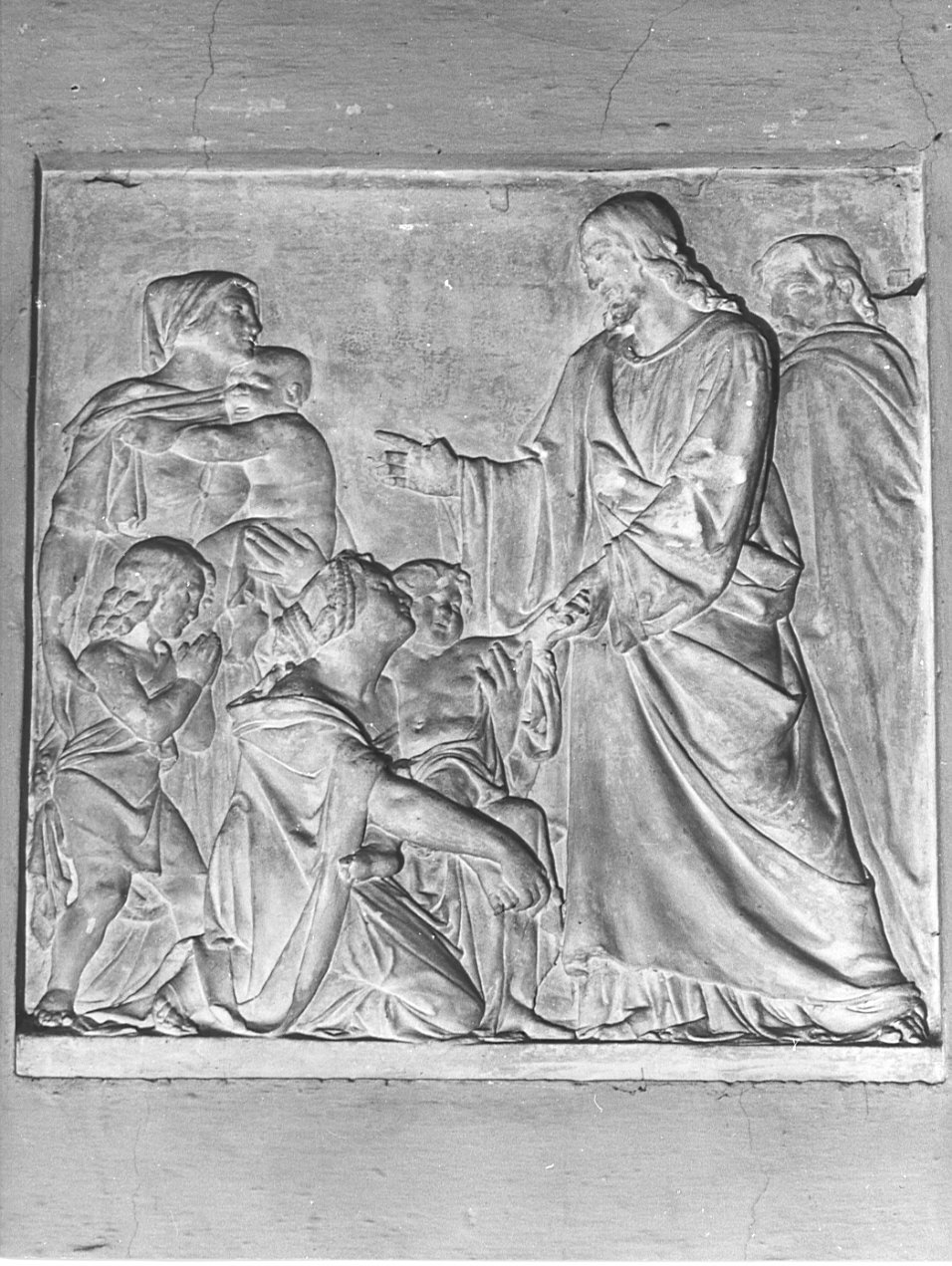 Cristo benedice i fanciulli (rilievo, elemento d'insieme) di Cattori Carlo (sec. XIX)