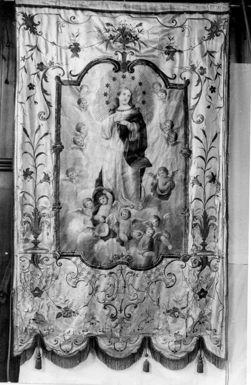 stendardo processionale, opera isolata - manifattura lombarda (sec. XIX)