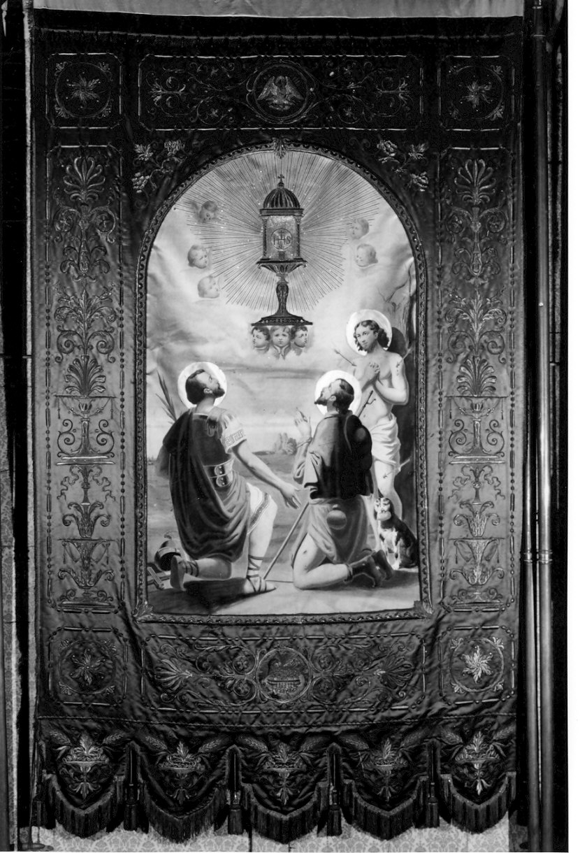 Santi/ Madonna (stendardo, opera isolata) - manifattura lombarda (sec. XIX)