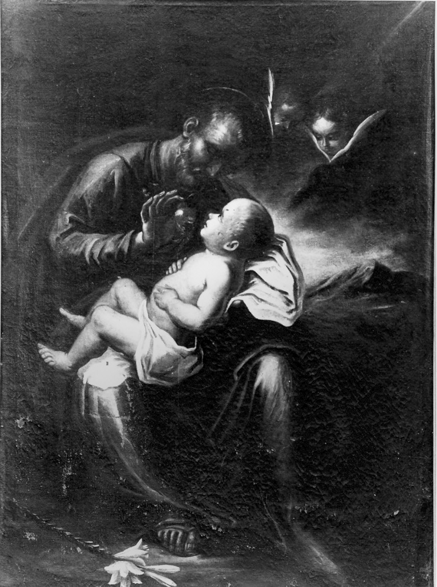 San Giuseppe e Gesù Bambino (dipinto, opera isolata) - ambito genovese (secc. XVII/ XVIII)