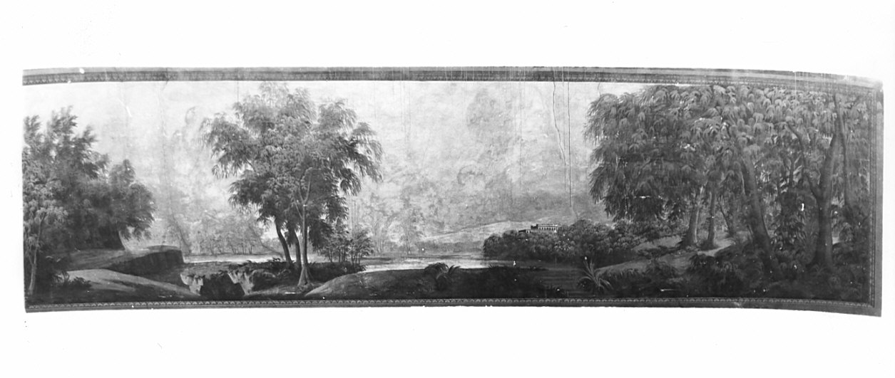paesaggio con alberi (decorazione pittorica) - ambito lombardo (sec. XIX)