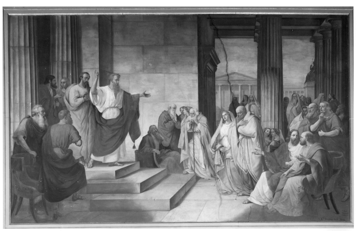 discorso di San Paolo nell'areopago di Atene (dipinto, opera isolata) di Barabini Gaetano (sec. XIX)