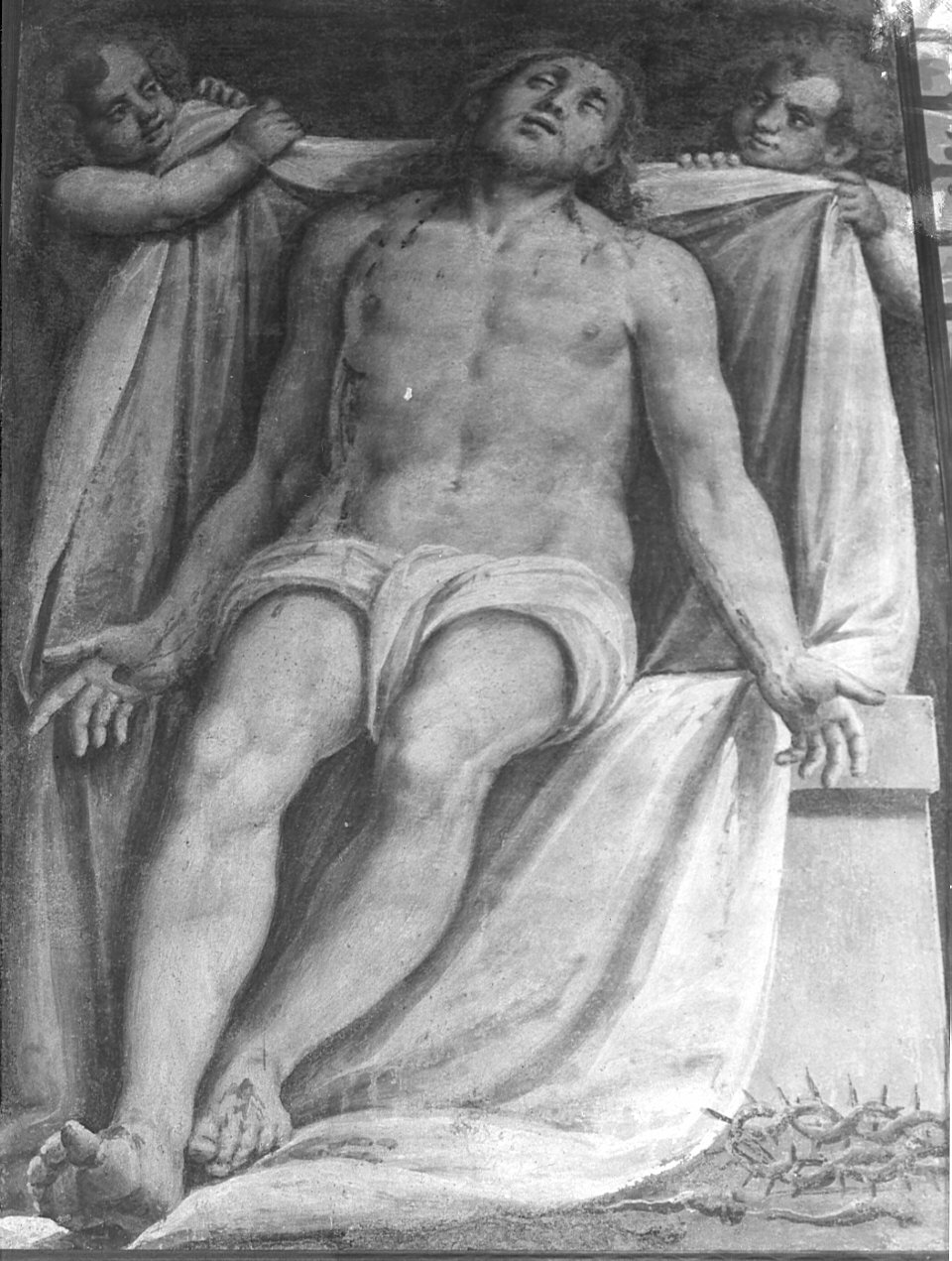 Cristo morto (dipinto, opera isolata) - ambito lombardo (sec. XVII)