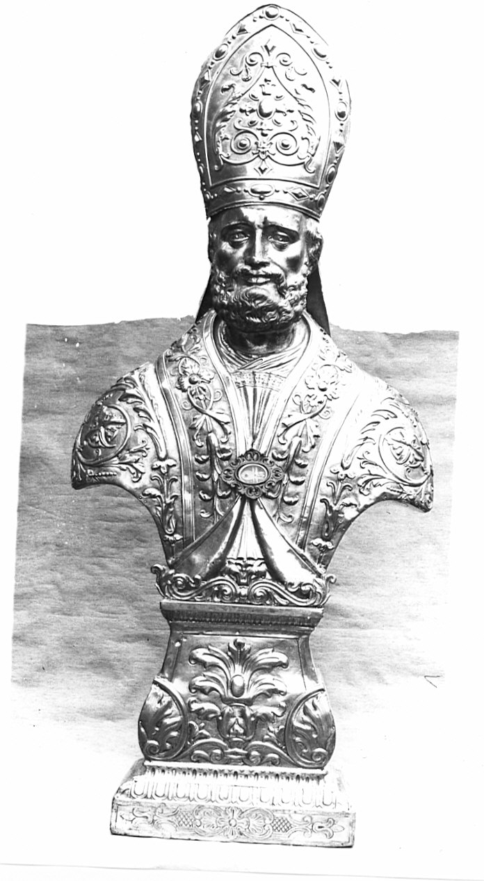 Santo vescovo (reliquiario - a busto, opera isolata) - bottega italiana (sec. XIX)
