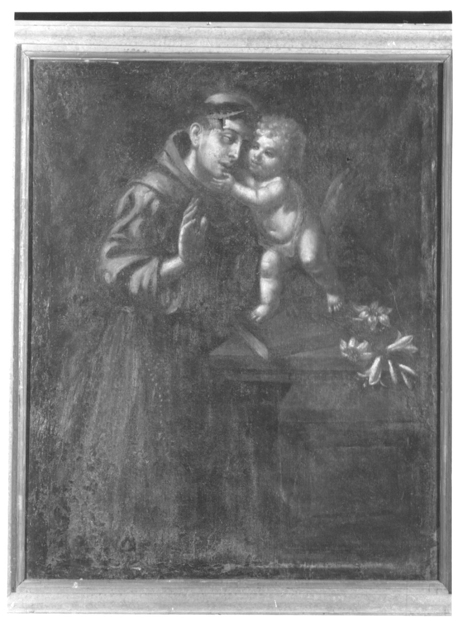 Sant'Antonio da Padova con Gesù, apparizione di Gesù Bambino a Sant'Antonio da Padova (dipinto, opera isolata) - ambito lombardo (sec. XVII)