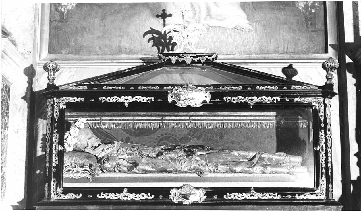 reliquiario a teca - a sarcofago, opera isolata - bottega lombarda (sec. XVIII)