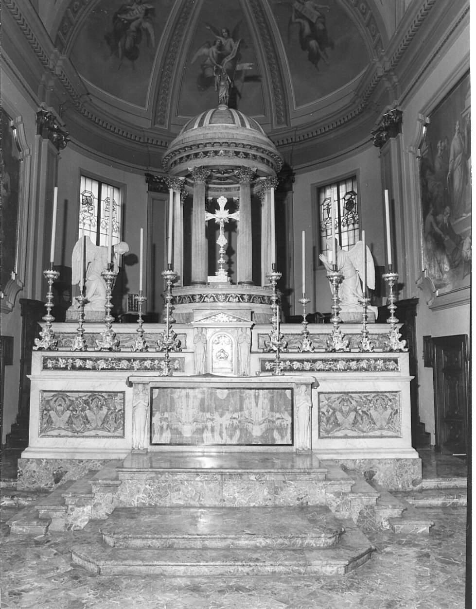 altare maggiore, complesso decorativo di Amati Carlo (attribuito), Levati Giuseppe (attribuito), Albonola A (attribuito), Argenti D (attribuito), Rusca Grazioso (attribuito) (sec. XIX)