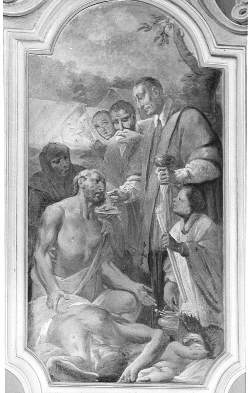 San Carlo Borromeo comunica gli appestati (dipinto, elemento d'insieme) - ambito lombardo (sec. XVIII)
