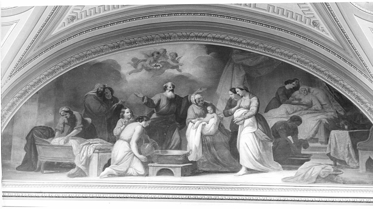 nascita di Maria Vergine (dipinto, opera isolata) di Valtorta Giovanni (attribuito) (sec. XIX)