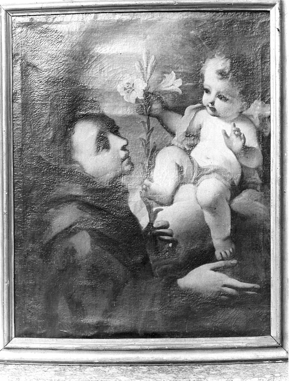 Sant'Antonio da Padova con il bambino (dipinto, opera isolata) - ambito lombardo (inizio sec. XVIII)
